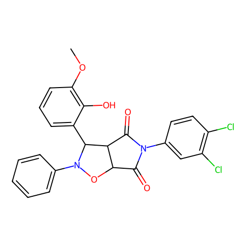 5-(3,4-dichlorophenyl)-3-(2-hydroxy-3-methoxyphenyl)-2-phenyl-3a,6a-dihydro-3H-pyrrolo[3,4-d][1,2]oxazole-4,6-dione structure