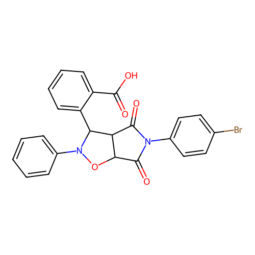 2-(5-(4-bromophenyl)-4,6-dioxo-2-phenylhexahydro-2H-pyrrolo[3,4-d]isoxazol-3-yl)benzoic acid structure