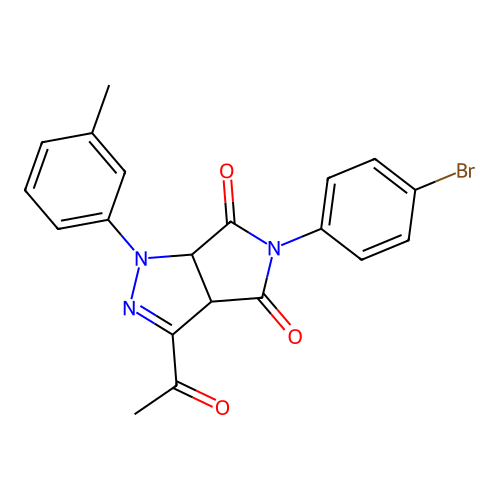 3-acetyl-5-(4-bromophenyl)-1-(3-methylphenyl)-3a,6a-dihydropyrrolo[3,4-c]pyrazole-4,6(1H,5H)-dione structure