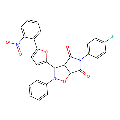 5-(4-fluorophenyl)-3-(5-(2-nitrophenyl)furan-2-yl)-2-phenyldihydro-2H-pyrrolo[3,4-d]isoxazole-4,6(5H,6aH)-dione structure