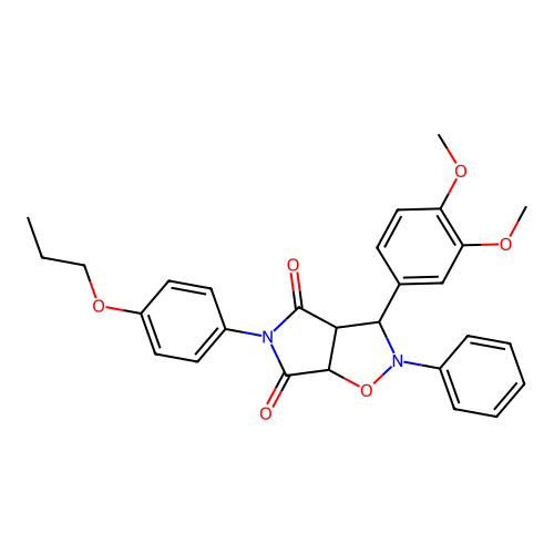 3-(3,4-dimethoxyphenyl)-2-phenyl-5-(4-propoxyphenyl)-3a,6a-dihydro-3H-pyrrolo[3,4-d][1,2]oxazole-4,6-dione structure