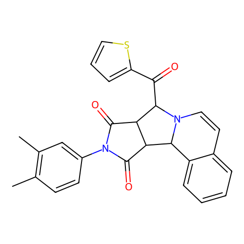 10-(3,4-dimethylphenyl)-8-(thiophen-2-ylcarbonyl)-11a,11b-dihydro-8H-pyrrolo[3',4':3,4]pyrrolo[2,1-a]isoquinoline-9,11(8aH,10H)-dione structure