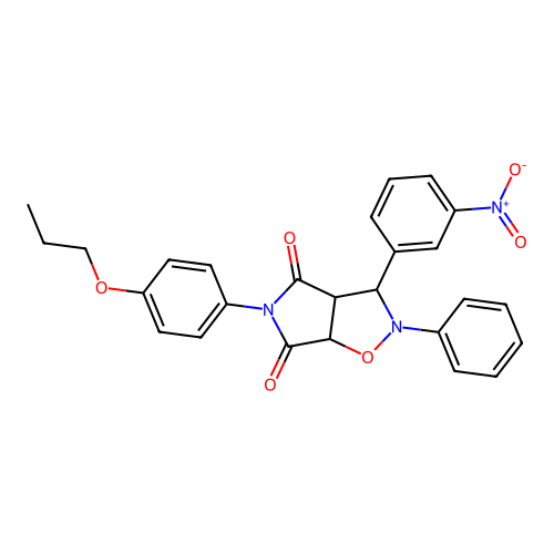 3-(3-nitrophenyl)-2-phenyl-5-(4-propoxyphenyl)-3a,6a-dihydro-3H-pyrrolo[3,4-d][1,2]oxazole-4,6-dione structure