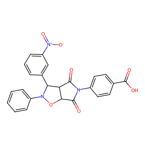 4-(3-(3-nitrophenyl)-4,6-dioxo-2-phenyltetrahydro-2H-pyrrolo[3,4-d]isoxazol-5(3H)-yl)benzoic acid structure