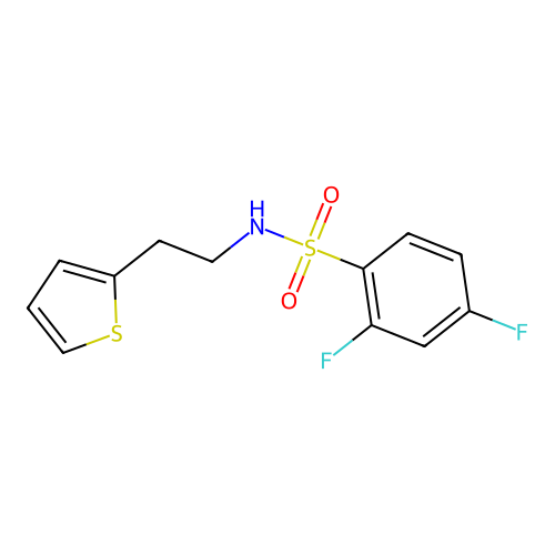 2,4-difluoro-N-[2-(2-thienyl)ethyl]benzenesulfonamide structure