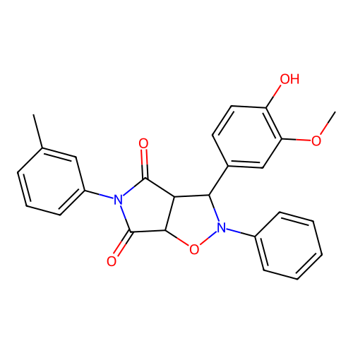 3-(4-hydroxy-3-methoxyphenyl)-2-phenyl-5-(m-tolyl)dihydro-2H-pyrrolo[3,4-d]isoxazole-4,6(5H,6aH)-dione structure