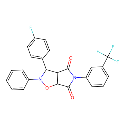 3-(4-fluorophenyl)-2-phenyl-5-(3-(trifluoromethyl)phenyl)dihydro-2H-pyrrolo[3,4-d]isoxazole-4,6(5H,6aH)-dione structure