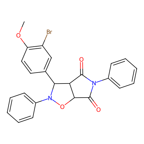 8-(3-bromo-4-methoxy-phenyl)-3,7-diphenyl-6-oxa-3,7-diazabicyclo[3.3.0]octane-2,4-dione structure