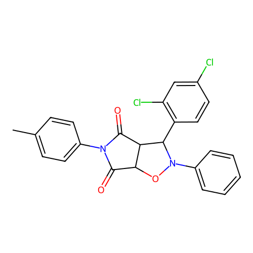 3-(2,4-dichlorophenyl)-2-phenyl-5-(p-tolyl)dihydro-2H-pyrrolo[3,4-d]isoxazole-4,6(5H,6aH)-dione structure