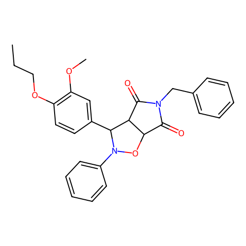 3-benzyl-8-(3-methoxy-4-propoxy-phenyl)-7-phenyl-6-oxa-3,7-diazabicyclo[3.3.0]octane-2,4-dione structure
