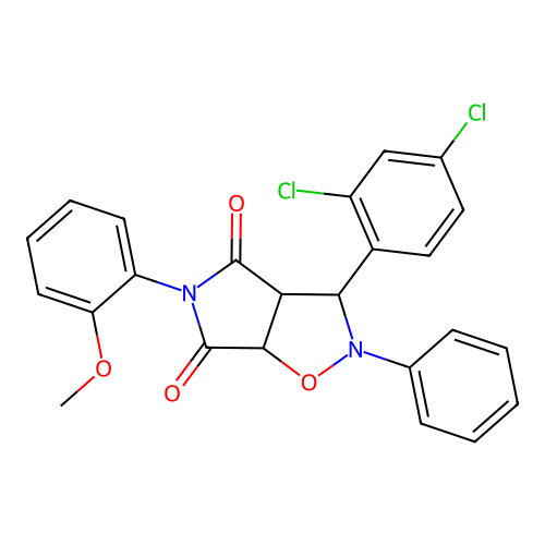 3-(2,4-dichlorophenyl)-5-(2-methoxyphenyl)-2-phenyl-3a,6a-dihydro-3H-pyrrolo[3,4-d][1,2]oxazole-4,6-dione structure