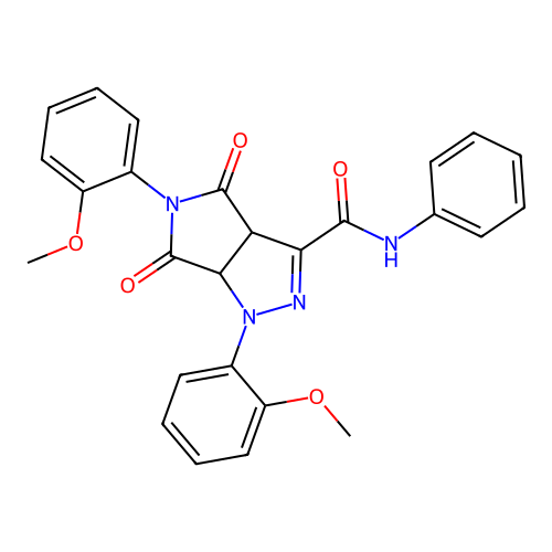 1,5-bis(2-methoxyphenyl)-4,6-dioxo-N-phenyl-1,3a,4,5,6,6a-hexahydropyrrolo[3,4-c]pyrazole-3-carboxamide structure