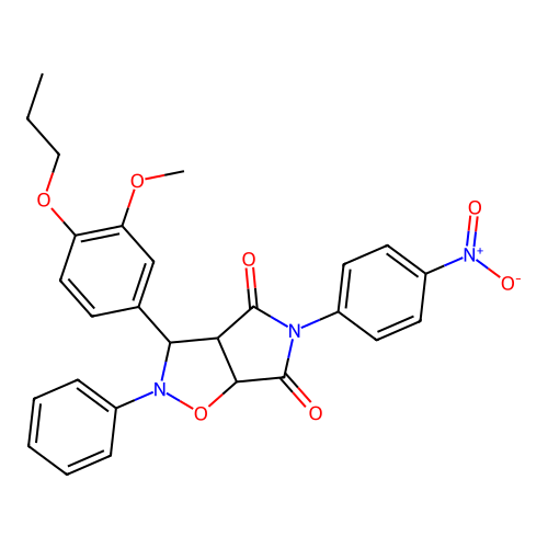 3-(3-methoxy-4-propoxyphenyl)-5-(4-nitrophenyl)-2-phenyl-3a,6a-dihydro-3H-pyrrolo[3,4-d][1,2]oxazole-4,6-dione structure