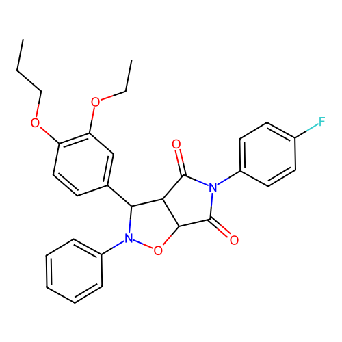 3-(3-ethoxy-4-propoxyphenyl)-5-(4-fluorophenyl)-2-phenyl-3a,6a-dihydro-3H-pyrrolo[3,4-d][1,2]oxazole-4,6-dione structure