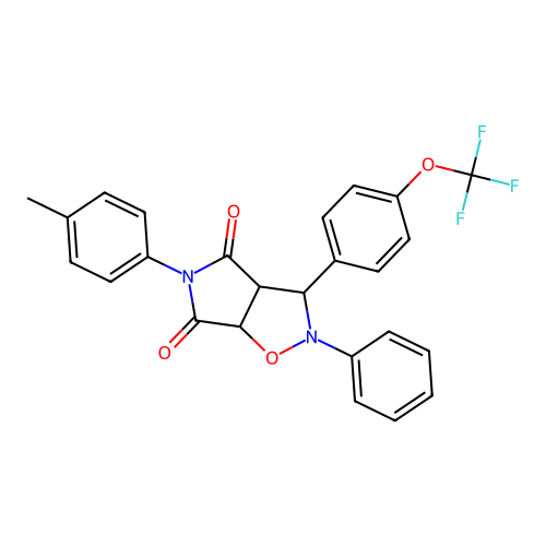 2-phenyl-5-(p-tolyl)-3-(4-(trifluoromethoxy)phenyl)dihydro-2H-pyrrolo[3,4-d]isoxazole-4,6(5H,6aH)-dione structure