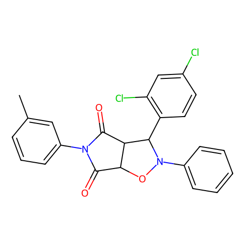 3-(2,4-dichlorophenyl)-2-phenyl-5-(m-tolyl)dihydro-2H-pyrrolo[3,4-d]isoxazole-4,6(5H,6aH)-dione structure