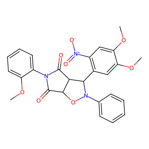 3-(4,5-dimethoxy-2-nitrophenyl)-5-(2-methoxyphenyl)-2-phenyl-3a,6a-dihydro-3H-pyrrolo[3,4-d][1,2]oxazole-4,6-dione structure