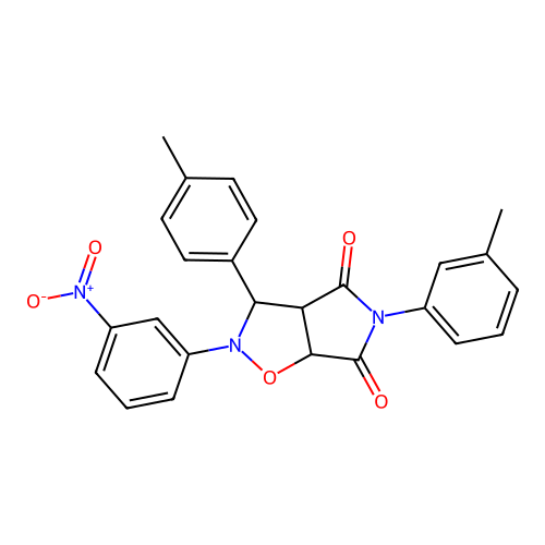 2-(3-nitrophenyl)-5-(m-tolyl)-3-(p-tolyl)dihydro-2H-pyrrolo[3,4-d]isoxazole-4,6(5H,6aH)-dione structure