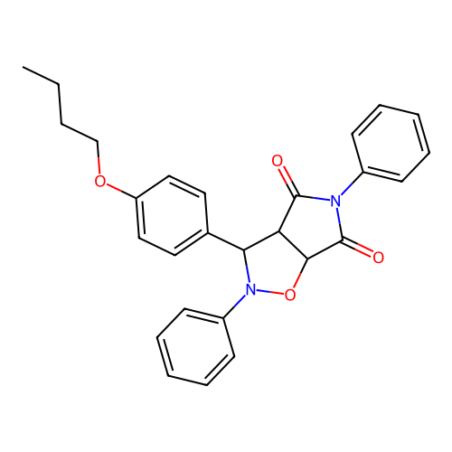 3-(4-butoxyphenyl)-2,5-diphenyl-3a,6a-dihydro-3H-pyrrolo[3,4-d][1,2]oxazole-4,6-dione structure