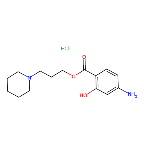 Salicylic acid, 4-amino-, 3-piperidinopropyl ester, monohydrochloride structure