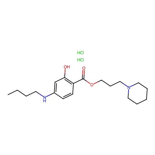 3-哌啶-1-基丙基 4-(丁基氨基)-2-羟基苯甲酸酯;二盐酸盐 structure