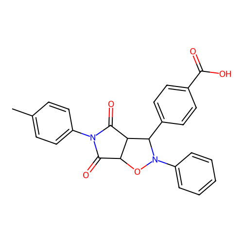 4-(4,6-dioxo-2-phenyl-5-(p-tolyl)hexahydro-2H-pyrrolo[3,4-d]isoxazol-3-yl)benzoic acid structure
