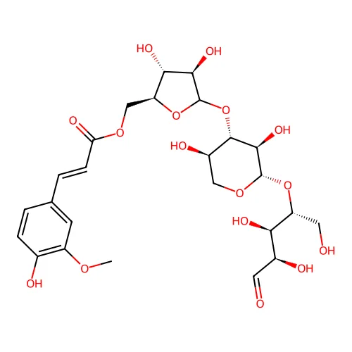 [(2S,3R,4R)-5-[(2S,3R,4S,5R)-3,5-二羟基-2-[(2R,3R,4R)-1,3,4-三羟基-5-氧代戊烷-2-基]氧代氧杂-4-基]氧代-3,4-二羟基氧代环戊烷-2-基]甲基 (E)-3-(4-羟基-3-甲氧基苯基)烯丙酸酯 structure