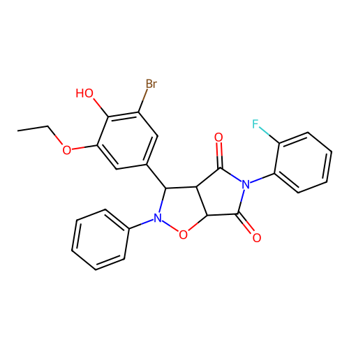 3-(3-bromo-5-ethoxy-4-hydroxyphenyl)-5-(2-fluorophenyl)-2-phenyl-3a,6a-dihydro-3H-pyrrolo[3,4-d][1,2]oxazole-4,6-dione structure