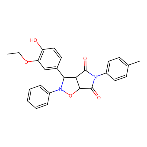 3-(3-ethoxy-4-hydroxyphenyl)-2-phenyl-5-(p-tolyl)dihydro-2H-pyrrolo[3,4-d]isoxazole-4,6(5H,6aH)-dione structure