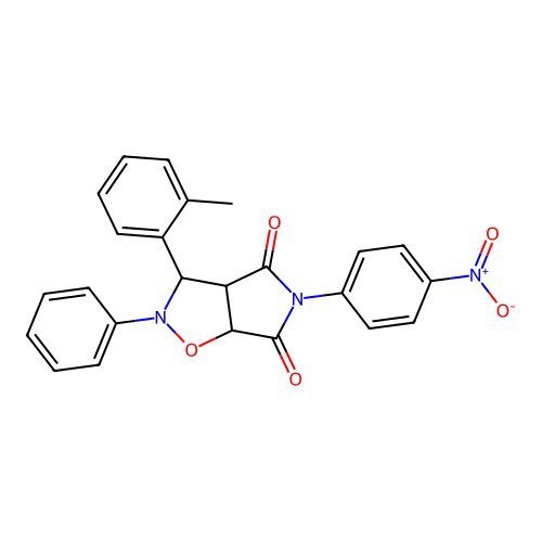 3-(2-methylphenyl)-5-(4-nitrophenyl)-2-phenyl-3a,6a-dihydro-3H-pyrrolo[3,4-d][1,2]oxazole-4,6-dione structure