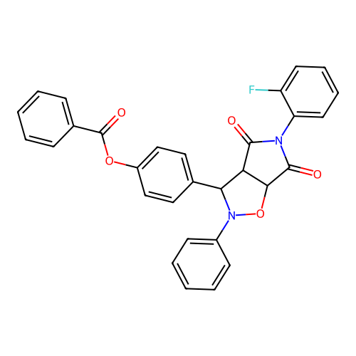 [4-[3-(2-fluorophenyl)-2,4-dioxo-7-phenyl-6-oxa-3,7-diazabicyclo[3.3.0]oct-8-yl]phenyl] Benzoate structure