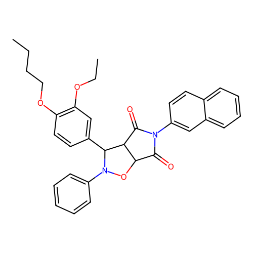 3-(4-butoxy-3-ethoxyphenyl)-5-(naphthalen-2-yl)-2-phenyldihydro-2H-pyrrolo[3,4-d][1,2]oxazole-4,6(3H,5H)-dione structure