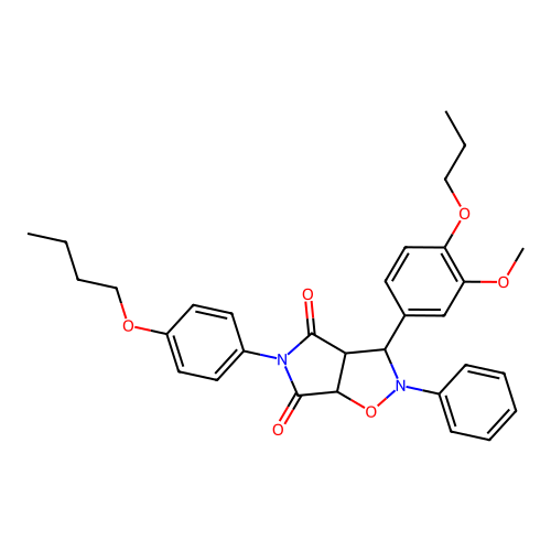 5-(4-butoxyphenyl)-3-(3-methoxy-4-propoxyphenyl)-2-phenyl-3a,6a-dihydro-3H-pyrrolo[3,4-d][1,2]oxazole-4,6-dione structure