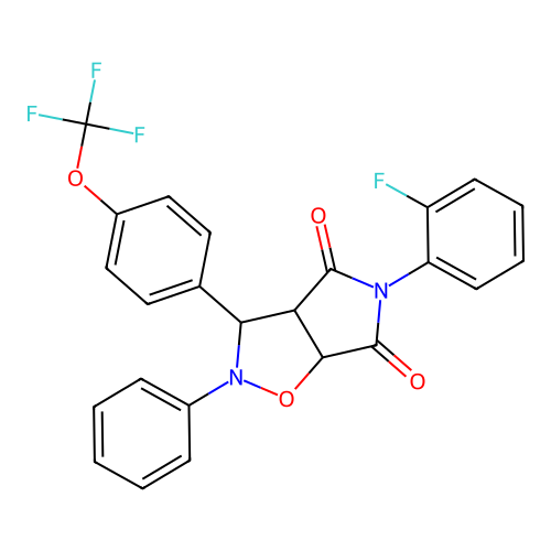 5-(2-fluorophenyl)-2-phenyl-3-(4-(trifluoromethoxy)phenyl)dihydro-2H-pyrrolo[3,4-d]isoxazole-4,6(5H,6aH)-dione structure