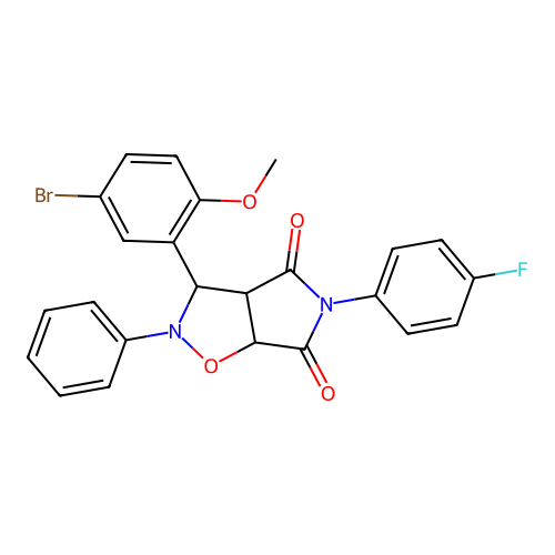 3-(5-bromo-2-methoxyphenyl)-5-(4-fluorophenyl)-2-phenyl-3a,6a-dihydro-3H-pyrrolo[3,4-d][1,2]oxazole-4,6-dione structure