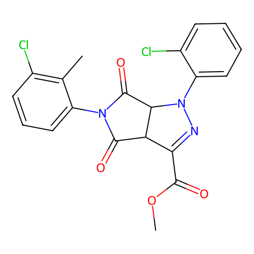 methyl 5-(3-chloro-2-methylphenyl)-1-(2-chlorophenyl)-4,6-dioxo-1,3a,4,5,6,6a-hexahydropyrrolo[3,4-c]pyrazole-3-carboxylate structure