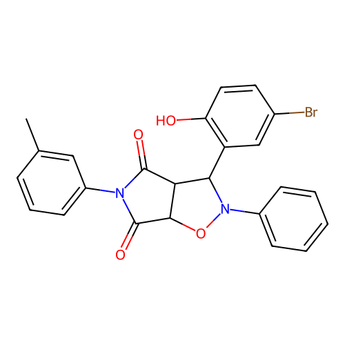 3-(5-bromo-2-hydroxyphenyl)-2-phenyl-5-(m-tolyl)dihydro-2H-pyrrolo[3,4-d]isoxazole-4,6(5H,6aH)-dione structure