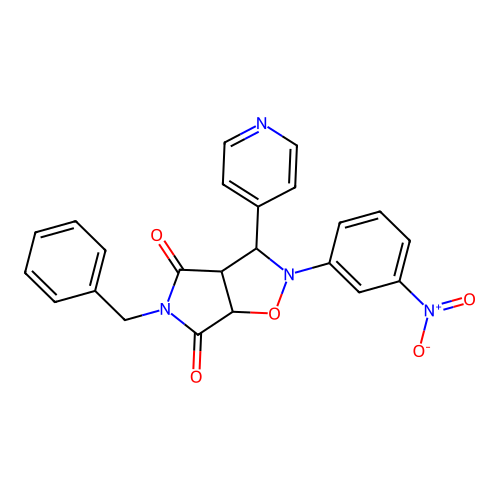 3-benzyl-7-(3-nitrophenyl)-8-pyridin-4-yl-6-oxa-3,7-diazabicyclo[3.3.0]octane-2,4-dione structure