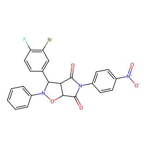 3-(3-bromo-4-fluorophenyl)-5-(4-nitrophenyl)-2-phenyl-3a,6a-dihydro-3H-pyrrolo[3,4-d][1,2]oxazole-4,6-dione structure