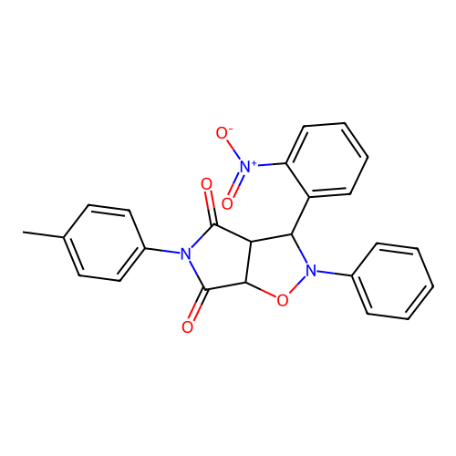3-(2-nitrophenyl)-2-phenyl-5-(p-tolyl)dihydro-2H-pyrrolo[3,4-d]isoxazole-4,6(5H,6aH)-dione structure