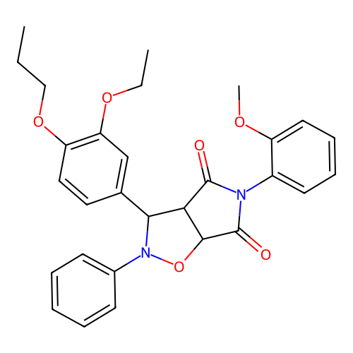 3-(3-ethoxy-4-propoxyphenyl)-5-(2-methoxyphenyl)-2-phenyl-3a,6a-dihydro-3H-pyrrolo[3,4-d][1,2]oxazole-4,6-dione structure