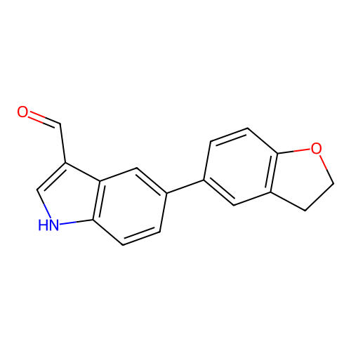 5-(2,3-dihydro-1-benzofuran-5-yl)-1H-indole-3-carbaldehyde structure