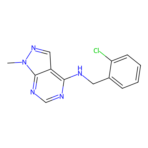 N-[(2-chlorophenyl)methyl]-1-methylpyrazolo[3,4-d]pyrimidin-4-amine structure