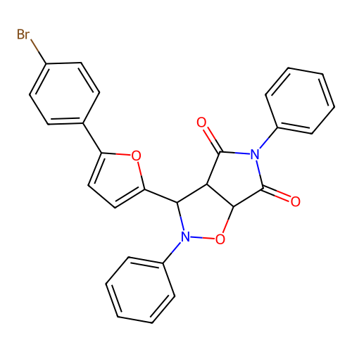 3-(5-(4-bromophenyl)furan-2-yl)-2,5-diphenyldihydro-2H-pyrrolo[3,4-d]isoxazole-4,6(5H,6aH)-dione structure
