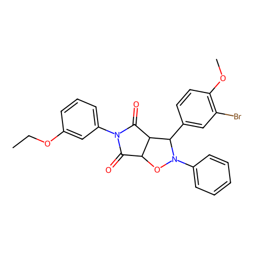 3-(3-bromo-4-methoxyphenyl)-5-(3-ethoxyphenyl)-2-phenyl-3a,6a-dihydro-3H-pyrrolo[3,4-d][1,2]oxazole-4,6-dione structure