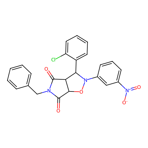 3-benzyl-8-(2-chlorophenyl)-7-(3-nitrophenyl)-6-oxa-3,7-diazabicyclo[3.3.0]octane-2,4-dione structure