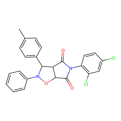 3-(2,4-dichlorophenyl)-8-(4-methylphenyl)-7-phenyl-6-oxa-3,7-diazabicyclo[3.3.0]octane-2,4-dione structure