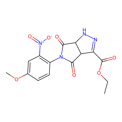 ethyl 5-(4-methoxy-2-nitrophenyl)-4,6-dioxo-1,3a,4,5,6,6a-hexahydropyrrolo[3,4-c]pyrazole-3-carboxylate structure