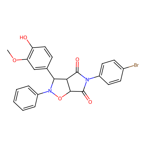 5-(4-bromophenyl)-3-(4-hydroxy-3-methoxyphenyl)-2-phenyl-3a,6a-dihydro-3H-pyrrolo[3,4-d][1,2]oxazole-4,6-dione structure