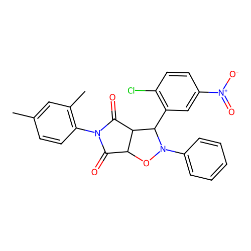 3-(2-chloro-5-nitrophenyl)-5-(2,4-dimethylphenyl)-2-phenyl-3a,6a-dihydro-3H-pyrrolo[3,4-d][1,2]oxazole-4,6-dione structure